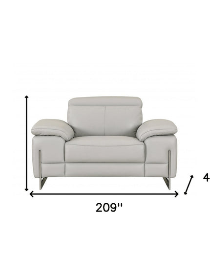 Three Piece Indoor Light Gray Italian Leather Six Person Seating Set