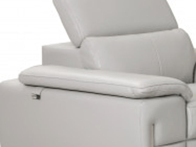 Three Piece Indoor Light Gray Italian Leather Six Person Seating Set