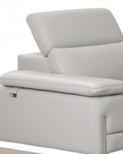 Three Piece Indoor Light Gray Italian Leather Six Person Seating Set