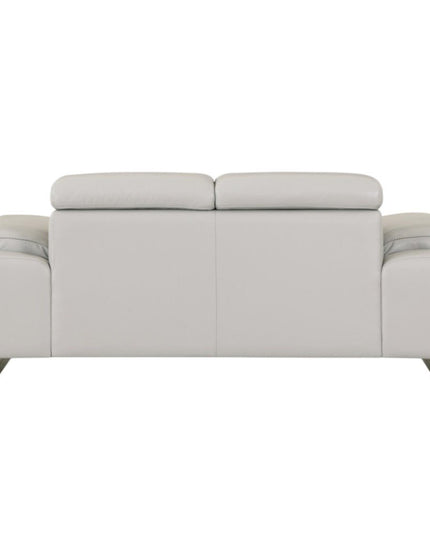 71" Light Gray And Silver Genuine Leather Loveseat