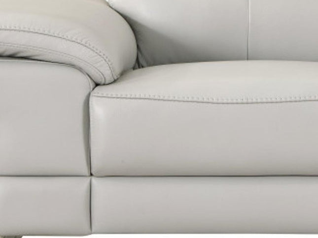 71" Light Gray And Silver Genuine Leather Loveseat