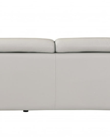 87" Light Gray Italian Leather Sofa With Silver Legs