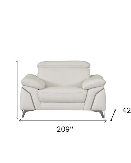 Three Piece Indoor White Italian Leather Six Person Seating Set