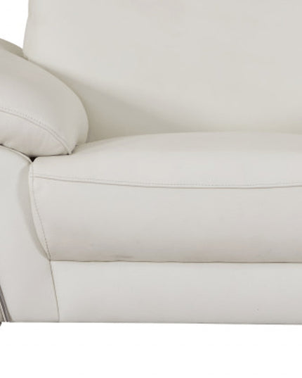 Three Piece Indoor White Italian Leather Six Person Seating Set