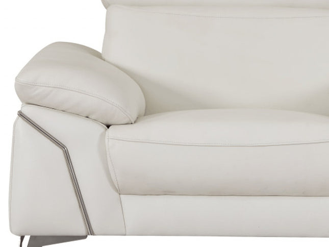 Three Piece Indoor White Italian Leather Six Person Seating Set