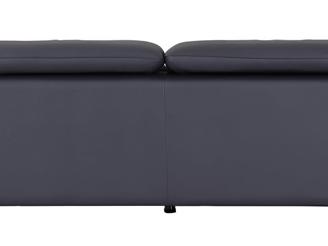 87" Blue Italian Leather Sofa With Silver Legs