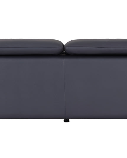 87" Blue Italian Leather Sofa With Silver Legs