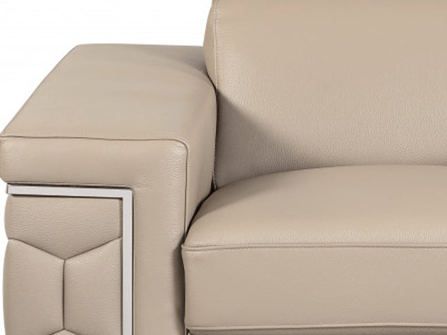 47" Beige And Silver Faux Leather Club Chair