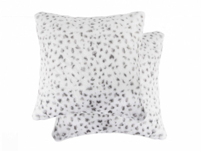 Set of Two 18" Brown and White Faux Fur Throw Pillow