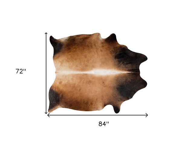 5' X 7' Brown And Black Cowhide Cowhide Print Area Rug