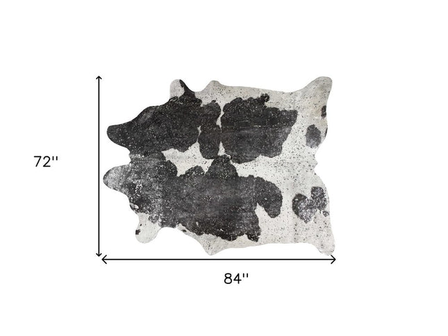 6' X 7' Gray Cowhide Cowhide Print Area Rug