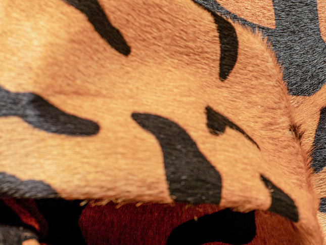 6' X 7' Brown And Black Cowhide Tiger Print Area Rug
