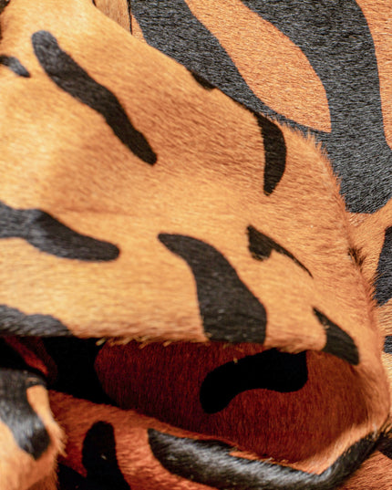 6' X 7' Brown And Black Cowhide Tiger Print Area Rug