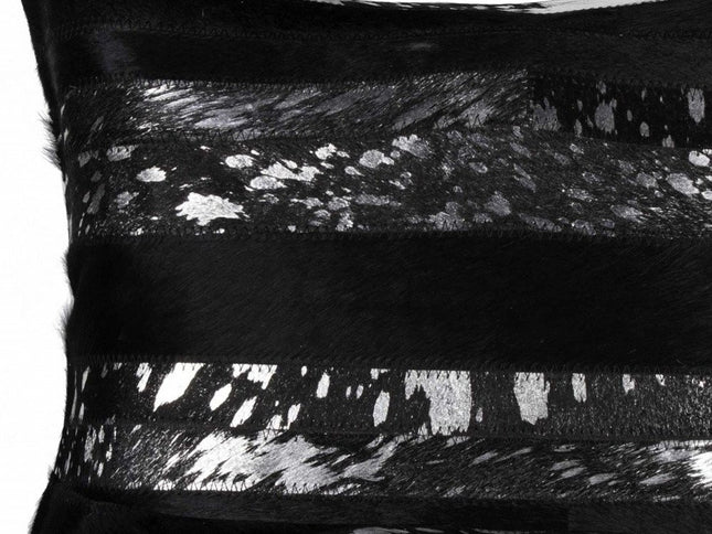 12" X 20" Black and Silver Cowhide Throw Pillow