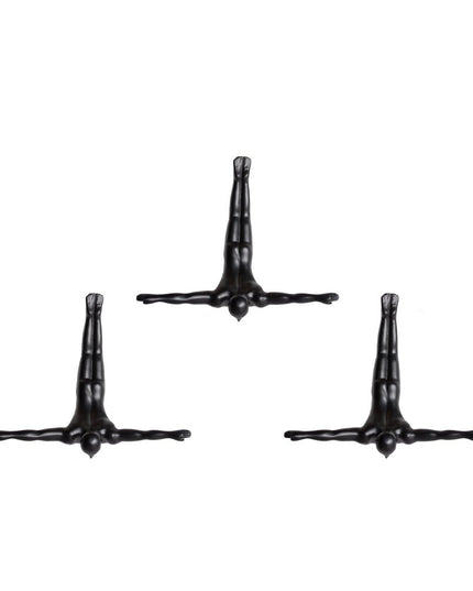 Set of Three Black Resin Diving Man Hanging Dimensional Sculpture