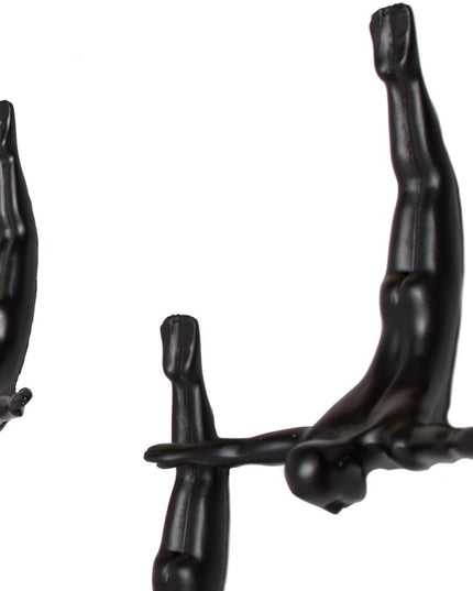 Set of Three Black Resin Diving Man Hanging Dimensional Sculpture