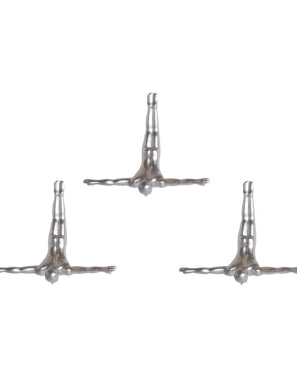 Set of Three Black Resin Diving Man Hanging Dimensional Sculpture