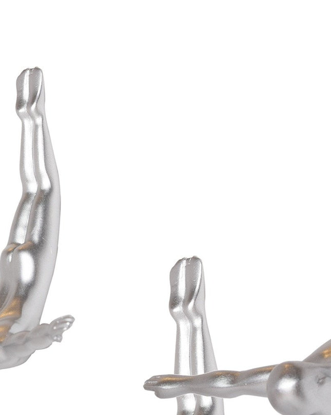 Set of Three Black Resin Diving Man Hanging Dimensional Sculpture