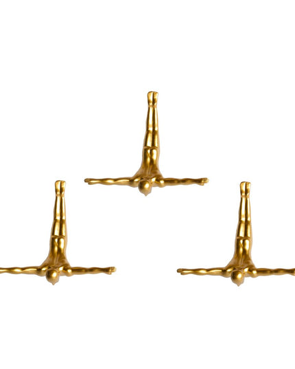 Set of Three Black Resin Diving Man Hanging Dimensional Sculpture