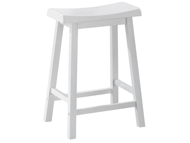 Set of Two 48" White Solid Wood Backless Bar Chairs