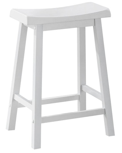 Set of Two 48" White Solid Wood Backless Bar Chairs