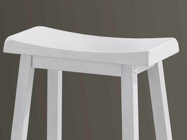 Set of Two 48" White Solid Wood Backless Bar Chairs