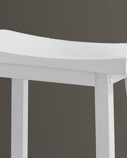 Set of Two 48" White Solid Wood Backless Bar Chairs