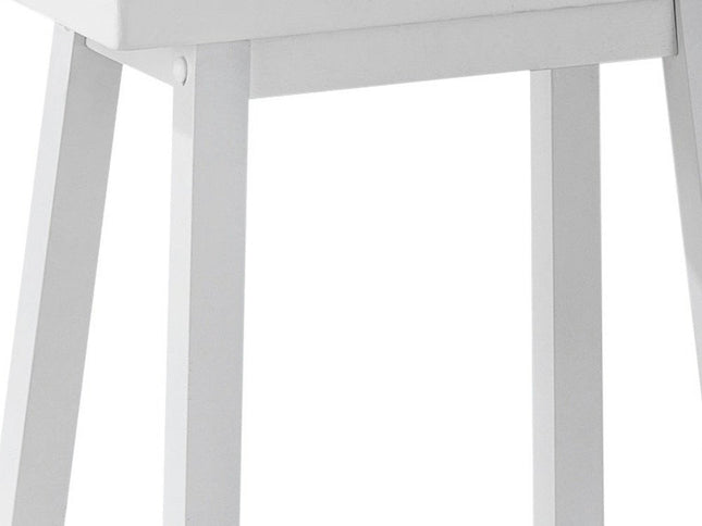 Set of Two 48" White Solid Wood Backless Bar Chairs