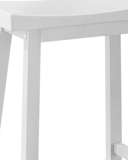 Set of Two 48" White Solid Wood Backless Bar Chairs