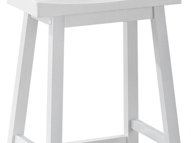 Set of Two 48" White Solid Wood Backless Bar Chairs