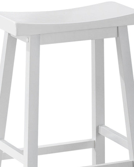 Set of Two 48" White Solid Wood Backless Bar Chairs
