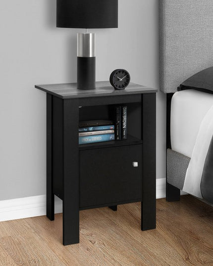 24" Black Wood Nightstand