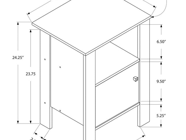 24" Black Wood Nightstand