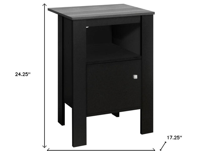 24" Black Wood Nightstand