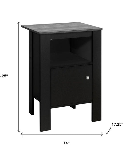 24" Black Wood Nightstand