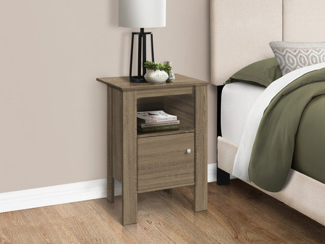 24" Deep Taupe Wood End Table With Shelf