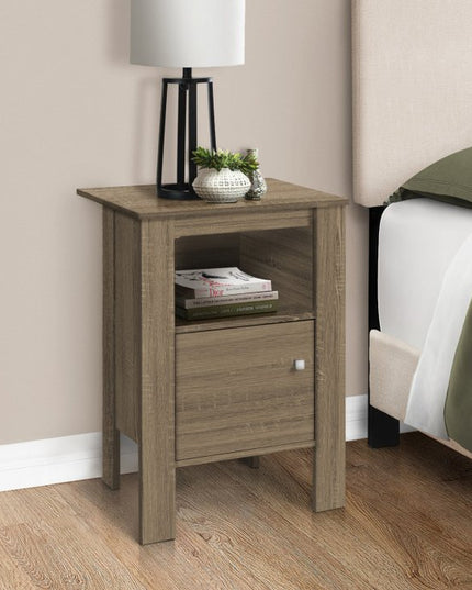 24" Deep Taupe Wood End Table With Shelf