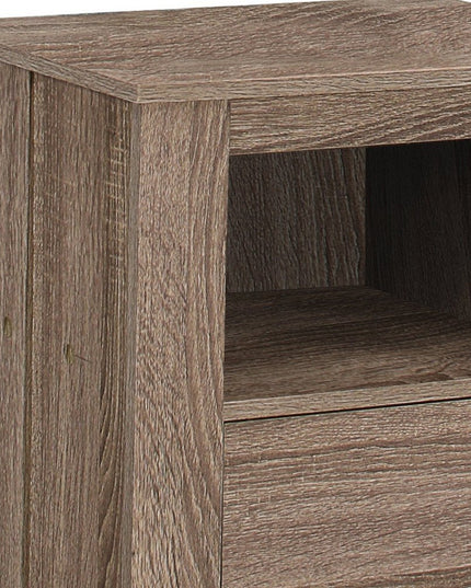 24" Deep Taupe Wood End Table With Shelf