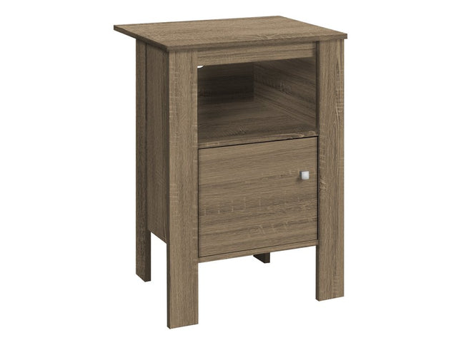 24" Deep Taupe Wood End Table With Shelf