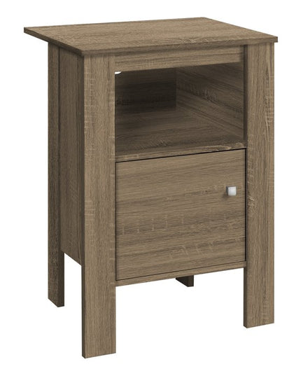 24" Deep Taupe Wood End Table With Shelf