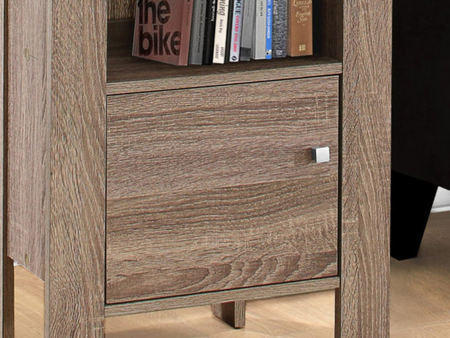 24" Deep Taupe Wood End Table With Shelf