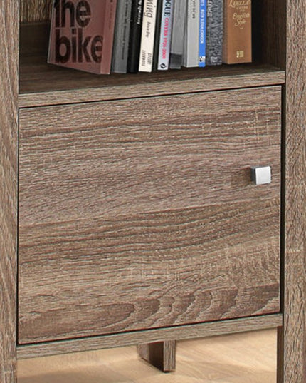 24" Deep Taupe Wood End Table With Shelf