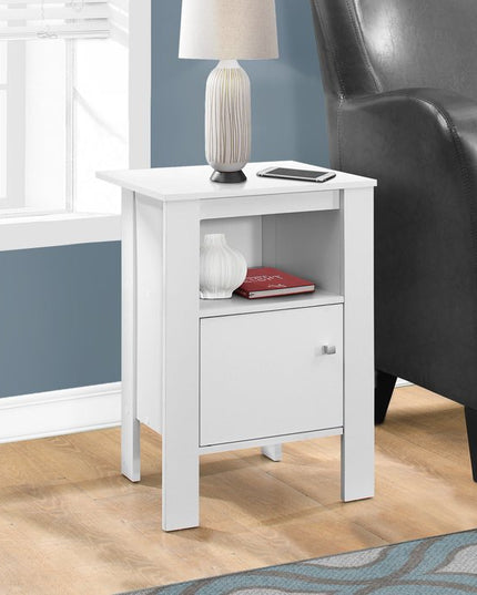 24" White Wood End Table With Shelf