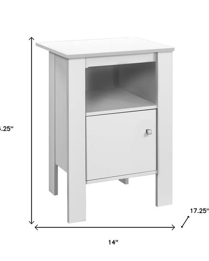 24" White Wood End Table With Shelf