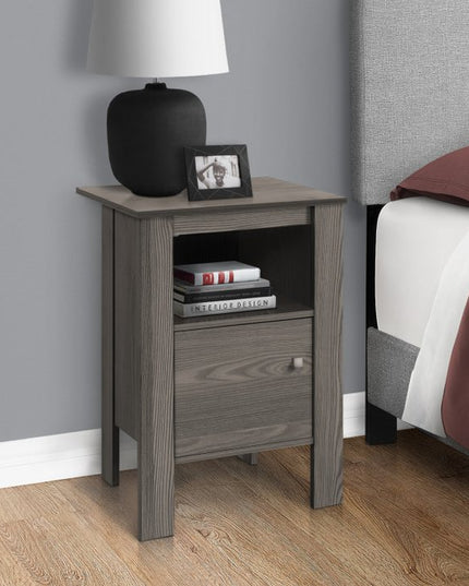 24" Gray Wood End Table With Shelf