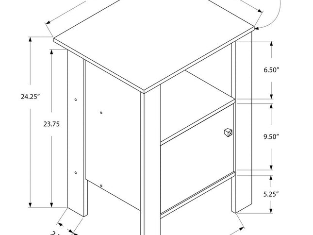 24" Gray Wood End Table With Shelf