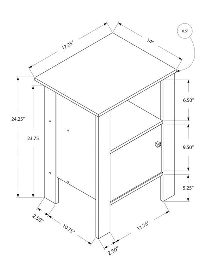24" Gray Wood End Table With Shelf