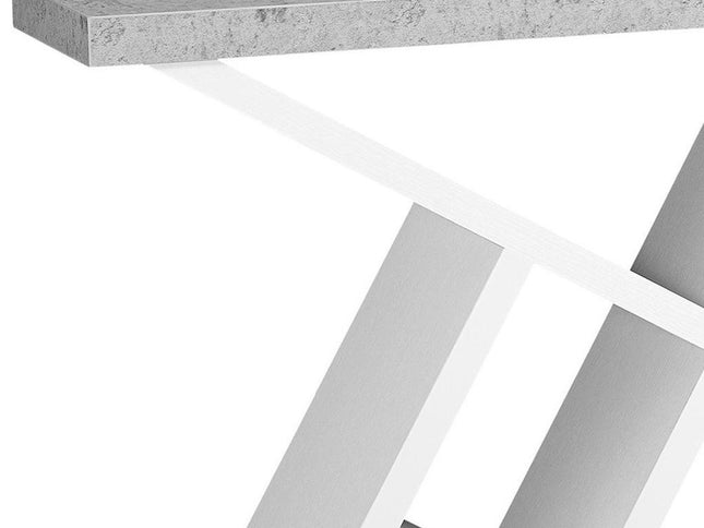 36" Gray and White Abstract Console Table With Shelves