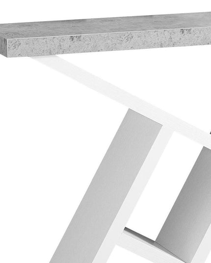 36" Gray and White Abstract Console Table With Shelves