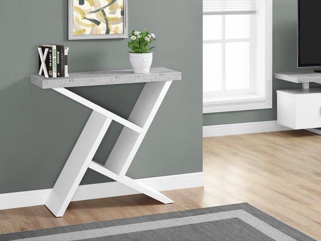 36" Gray and White Abstract Console Table With Shelves